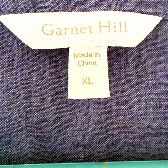 Women's Dark Blue Linen Button-Up Top from Garnet Hill. Size XL. - Picture 2 of 8
